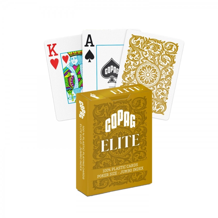 1546 Elite Poker size Jumbo index žaidimo kortos (auksinės) Copag 047-3 